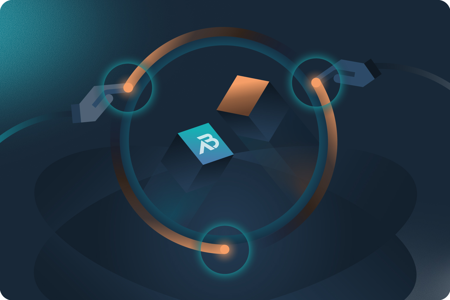 A glowing ring connecting care team icons around the Advanta mark